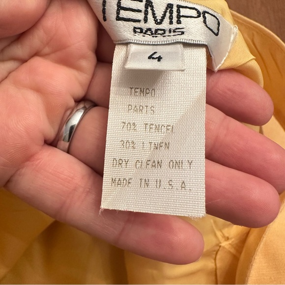 Tempo Paris Vintage Linen Butter Yellow Sleeveless Sheath Dress Sz 4 - Picture 6 of 6